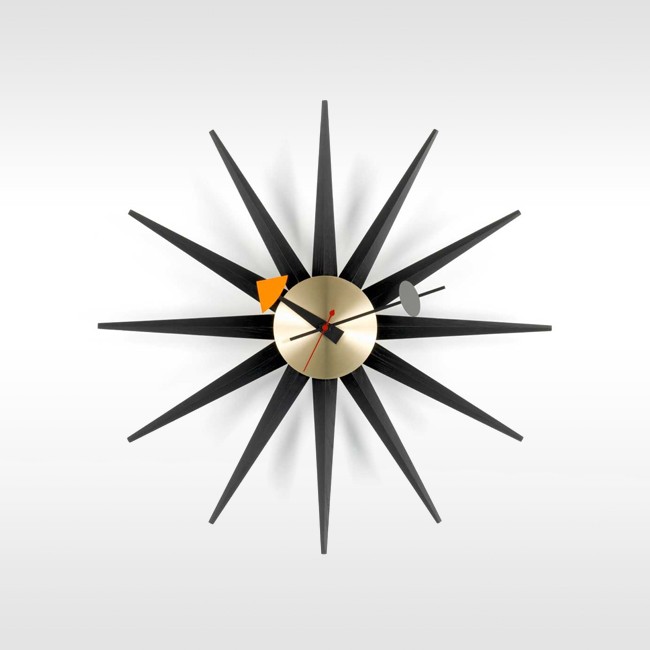 Vitra klok Sunburst Clock messing door George nelson