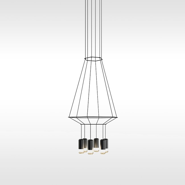 Vibia hanglamp Wireflow Suspension 6 LED met diffuser door Arik Levy