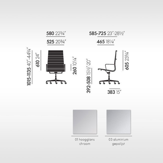 Vitra bureaustoel Aluminium Chair EA 119 leer door Charles & Ray Eames