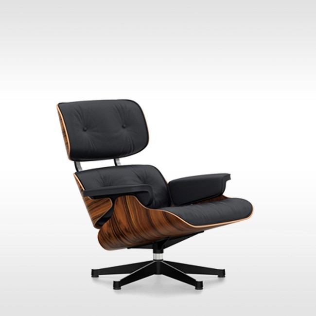 Vitra loungestoel Eames Lounge Chair Santos Palisander (zwart onderstel) door Charles & Ray Eames