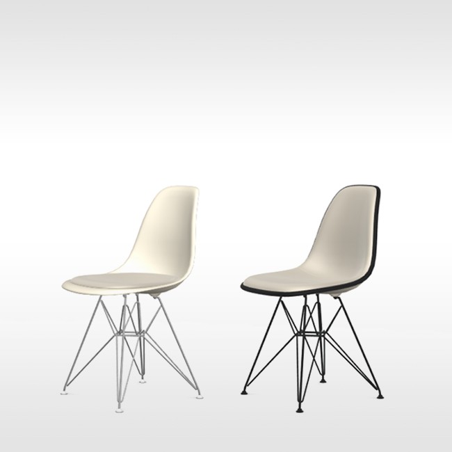 Vitra stoel Eames Plastic Chair DSR Kiezelsteen bekleed door Charles & Ray Eames