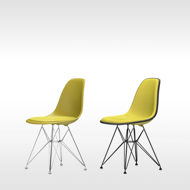 Vitra stoel Eames Plastic Chair DSR Mosterd bekleed door Charles & Ray Eames