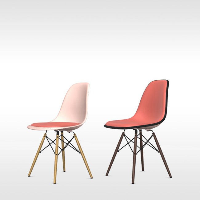 Vitra stoel Eames Plastic Chair DSW Pale Rose bekleed door Charles & Ray Eames