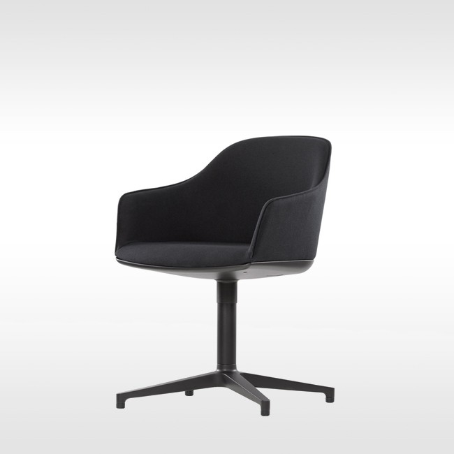 Vitra stoel Softshell Chair Vierster zwart onderstel door Ronan & Erwan Bouroullec